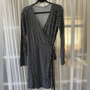 Black & White Wrap Dress
